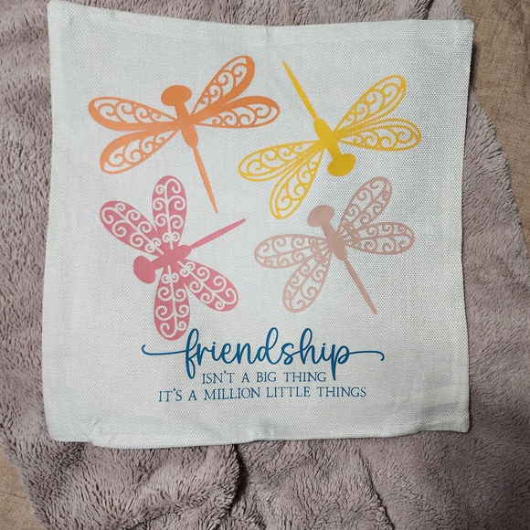 Handmade Other - Colorful Friendship Quote Dragonfly Pillow Cover